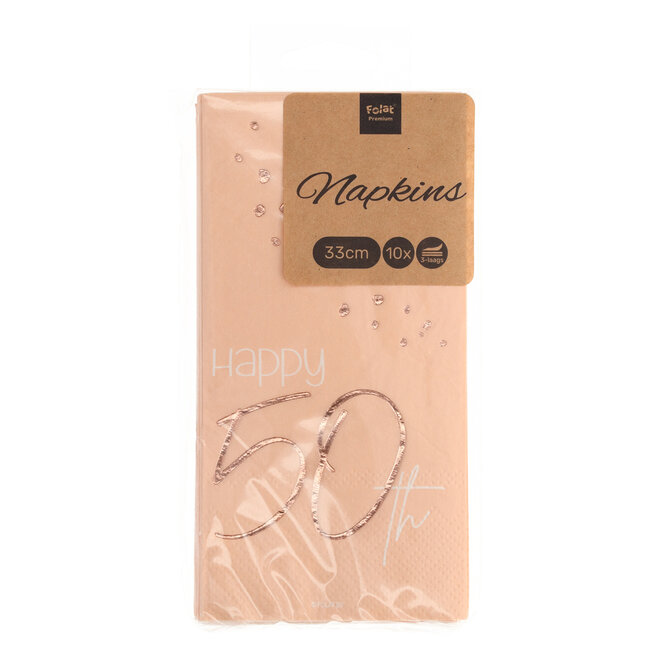 Servetten Elegant Lush Blush 50 Jaar 33x33cm - 10 stuks