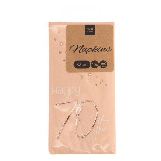 Servetten Elegant Lush Blush 70 Jaar 33x33cm - 10 stuks