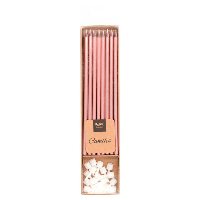 Kaarsenset Roségoud Metallic 15cm - 16 stuks