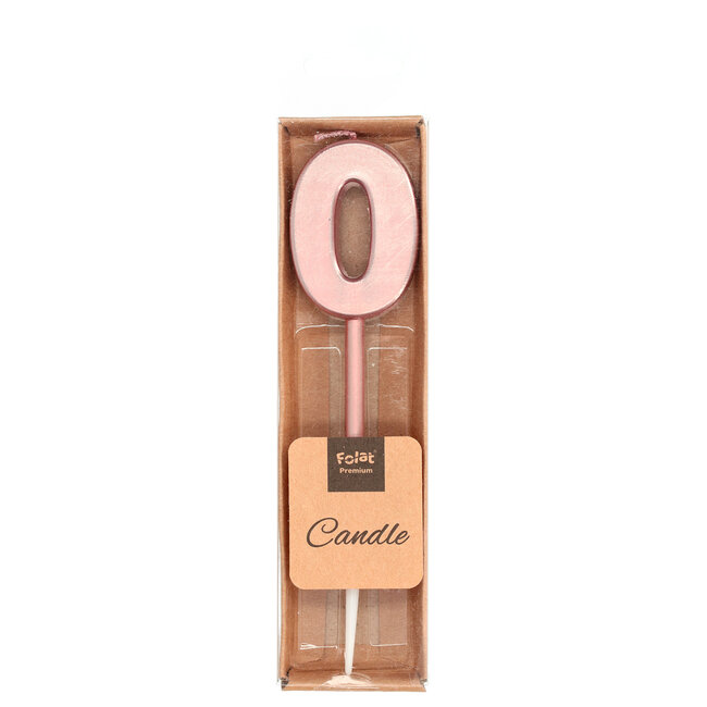 Kaars Cijfer 0 Roségoud Metallic