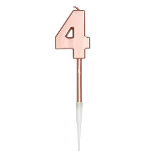 Folat Kaars Cijfer 4 Roségoud Metallic