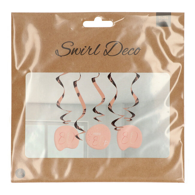 Hangdecoratie Elegant Lush Blush 80 Jaar - 5 stuks