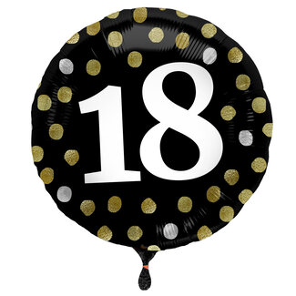 Folat Folieballon Glossy Black 18 Jaar - 45cm