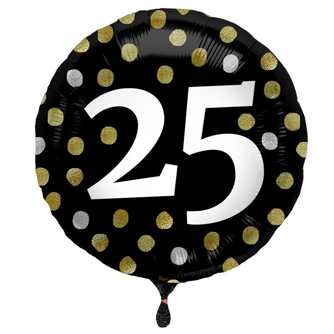 Folieballon Glossy Black 25 Jaar - 45cm
