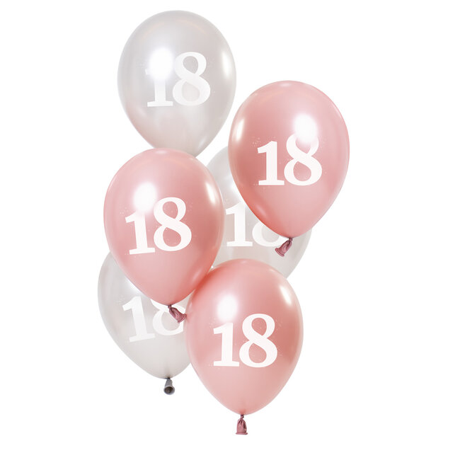 Ballonnen Glossy Pink 18 Jaar 23cm - 6 stuks