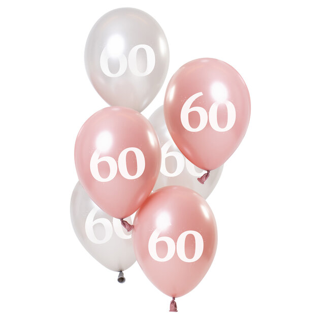 Ballonnen Glossy Pink 60 Jaar 23cm - 6 stuks