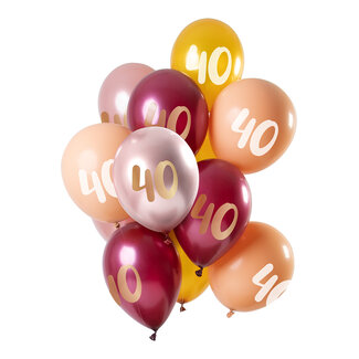 Folat Ballonnen 40 Jaar Roze-Goud 33cm - 12 stuks