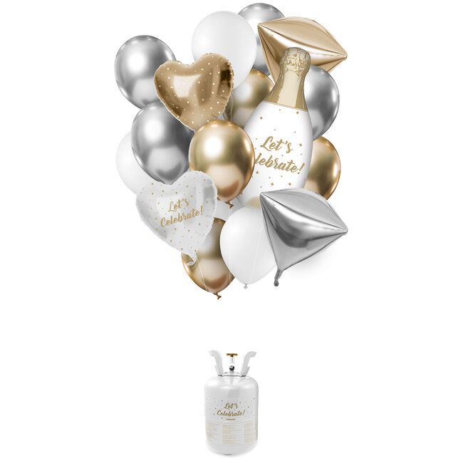 Helium Cilinder BalloonGaz 30 'Celebrate' met Ballonnen en Lint