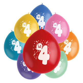 Folat Ballonnen Color Pop Monsters 4 Jaar 23cm - 8 stuks