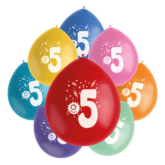 Folat Ballonnen Color Pop Monsters 5 Jaar 23cm - 8 stuks