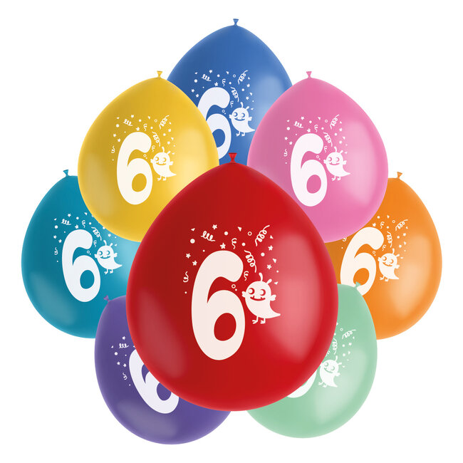 Ballonnen Color Pop Monsters 6 Jaar 23cm - 8 stuks