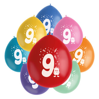 Folat Ballonnen Color Pop Monsters 9 Jaar 23cm - 8 stuks