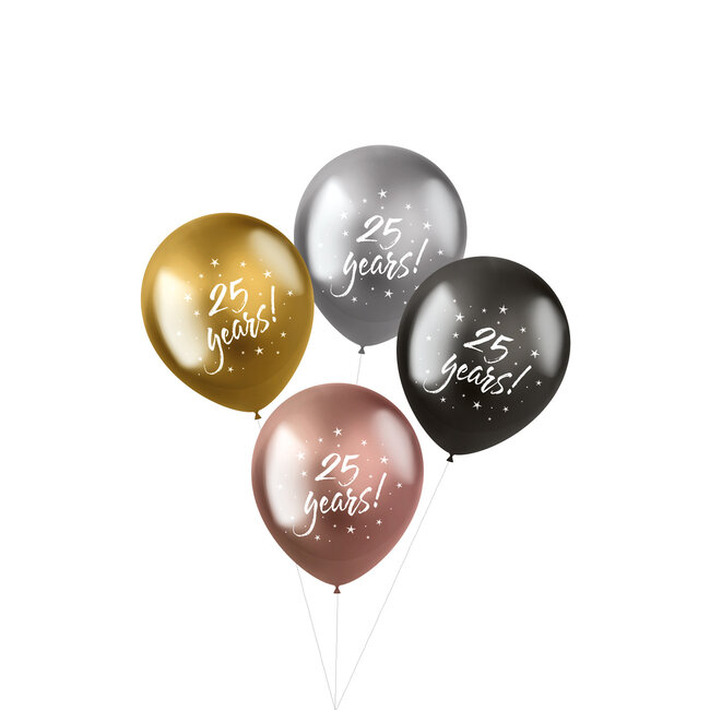 Ballonnen Shimmer '25 Years!' Electrum 33cm - 4 stuks