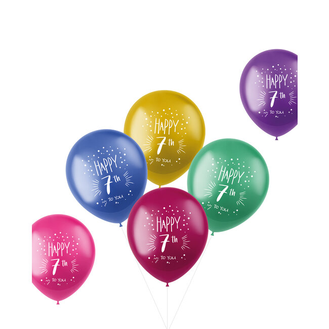 Ballonnen Shimmer 7 Jaar Meerkleurig 33cm - 6 stuks