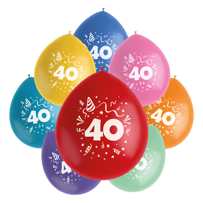 Ballonnen Color Pop 40 Jaar 23cm - 8 stuks