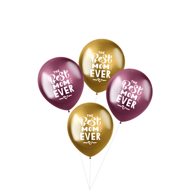 Ballonnen Shimmer Best Mom Ever 33cm - 4 stuks