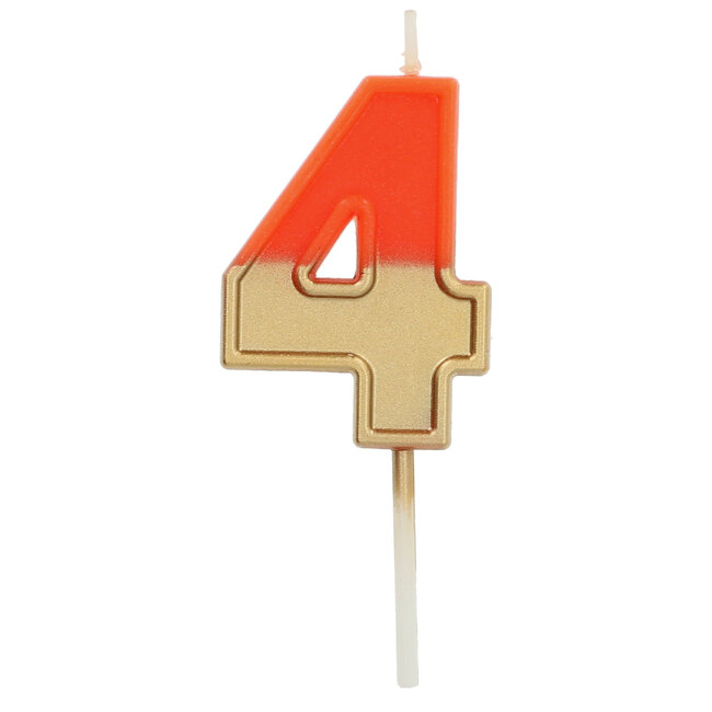 Kaars Retro Cijfer 4 Oranje