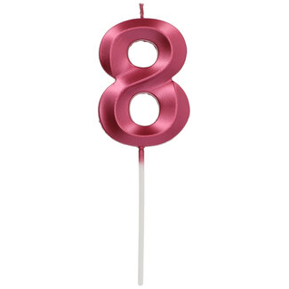Folat Kaars Glamour Cijfer 8 Roze Metallic