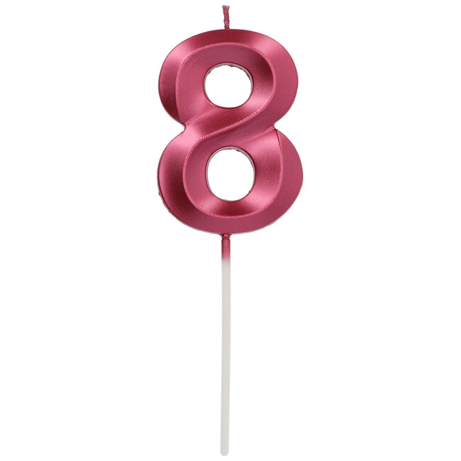 Kaars Glamour Cijfer 8 Roze Metallic