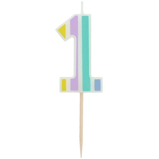Kaars Pastel Cijfer 1 Meerkleurig