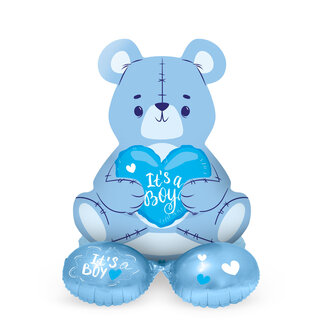 Folat Staande Folieballon Beer 'It's a Boy' Blauw - 61 cm
