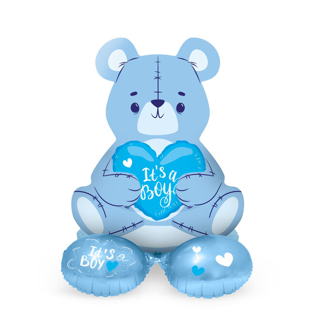 Staande Folieballon Beer 'It's a Boy' Blauw - 61 cm
