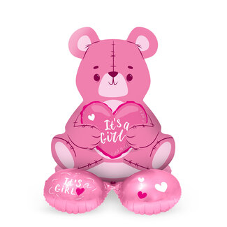 Folat Staande Folieballon Beer 'It's a Girl' Roze - 61 cm