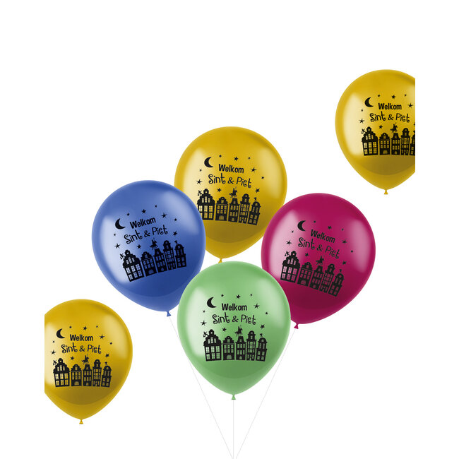 Ballonnen 'Welkom Sint & Piet' Meerkleurig - 6 stuks
