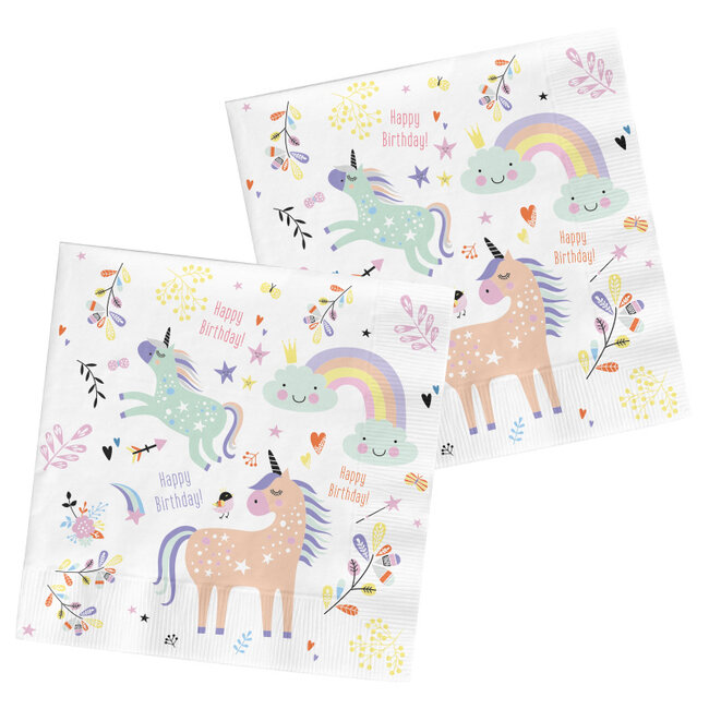 Servetten Unicorns & Rainbows 33x33cm - 20 stuks