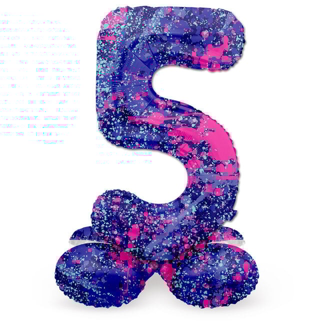 Staande Folieballon Cijfer 5 Paint Splash - 41 cm