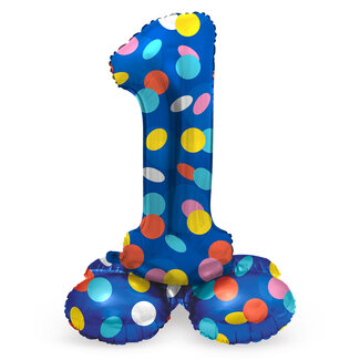 Folat Staande Folieballon Cijfer 1 Colorful Dots - 41 cm