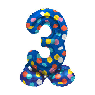 Folat Staande Folieballon Cijfer 3 Colorful Dots - 41 cm