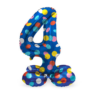 Folat Staande Folieballon Cijfer 4 Colorful Dots - 41 cm