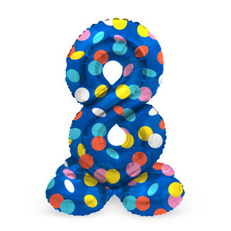 Folat Staande Folieballon Cijfer 8 Colorful Dots - 41 cm