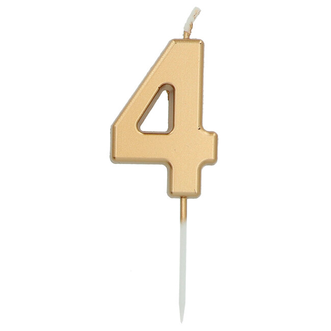 Kaars Cijfer 4 Goudkleurig - 5 cm