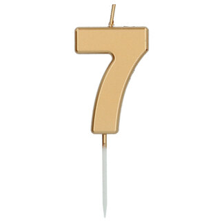 Folat Kaars Cijfer 7 Goudkleurig - 5 cm