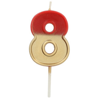 Folat Kaars Retro Cijfer 8 Rood - 5 cm