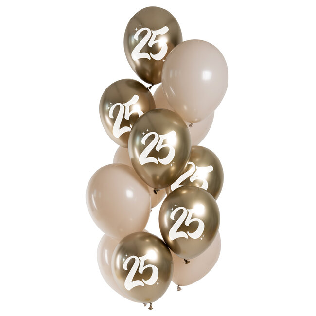 Ballonnen Golden Latte 25 Jaar 33cm - 12 stuks