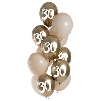 Folat Ballonnen Golden Latte 30 Jaar 33cm - 12 stuks