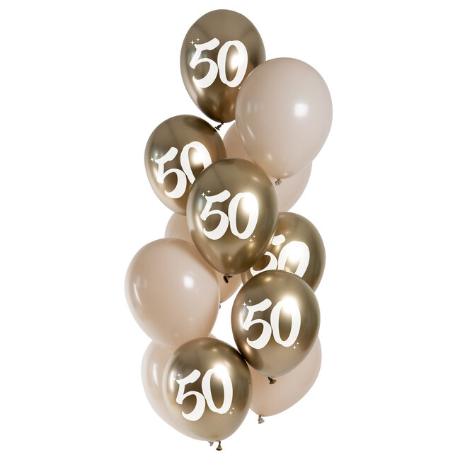Ballonnen Golden Latte 50 Jaar 33cm - 12 stuks