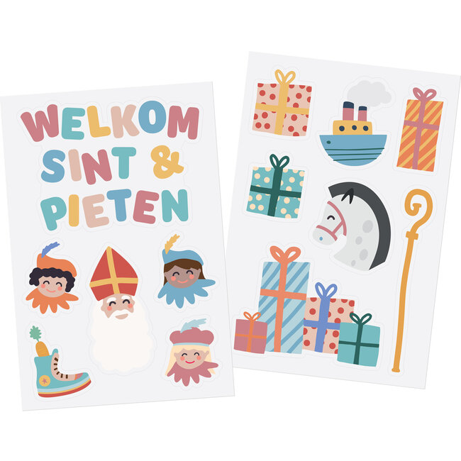 Raamstickers 'Welkom Sint & Pieten' - Sint en Pieten - 13 stuks