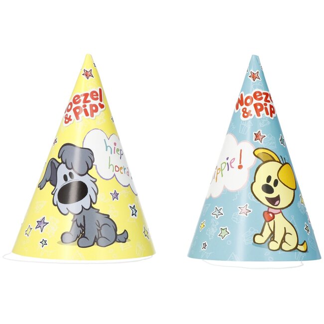 Feesthoedjes - Woezel en Pip - 15,5 cm - 6 stuks