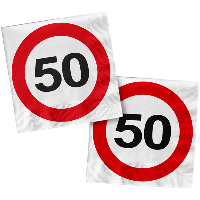 Servetten - Verkeersbord 50 - 33 x 33 cm - 20 stuks