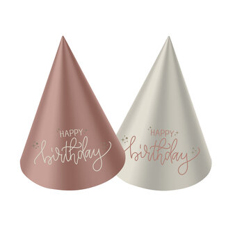 Folat Mini Feesthoedjes - Crème Rose - 10 cm - 6 stuks