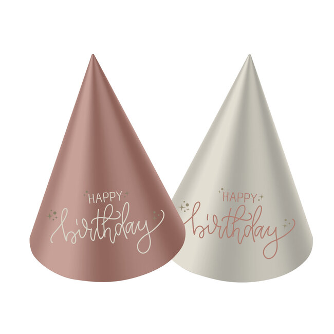 Mini Feesthoedjes - Crème Rose - 10 cm - 6 stuks