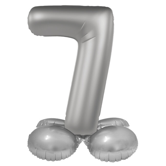 Staande Folieballon Cijfer 7 - Moonlight Silver - Satin Gloss - 41 cm
