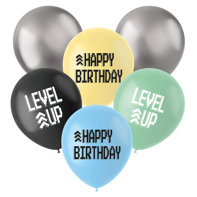 Latexballonnen - Level Up - 33 cm - 6 stuks