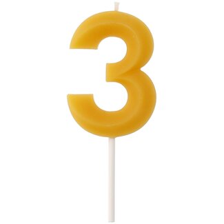 Folat Kaars - Cijfer 3 - Bijenwas - 4,5 cm