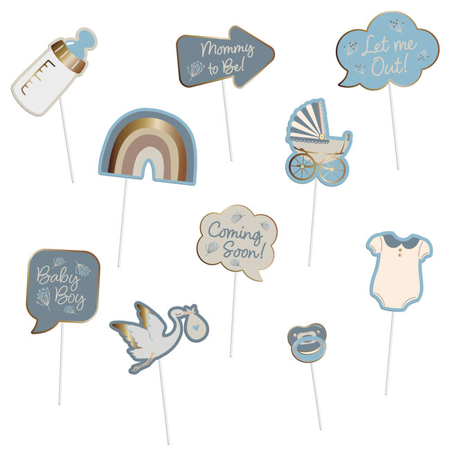 Photobooth Set - Blooming Baby Boy - 10 stuks