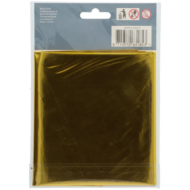 Folieballon Cijfer 5 - Goud - 86 cm